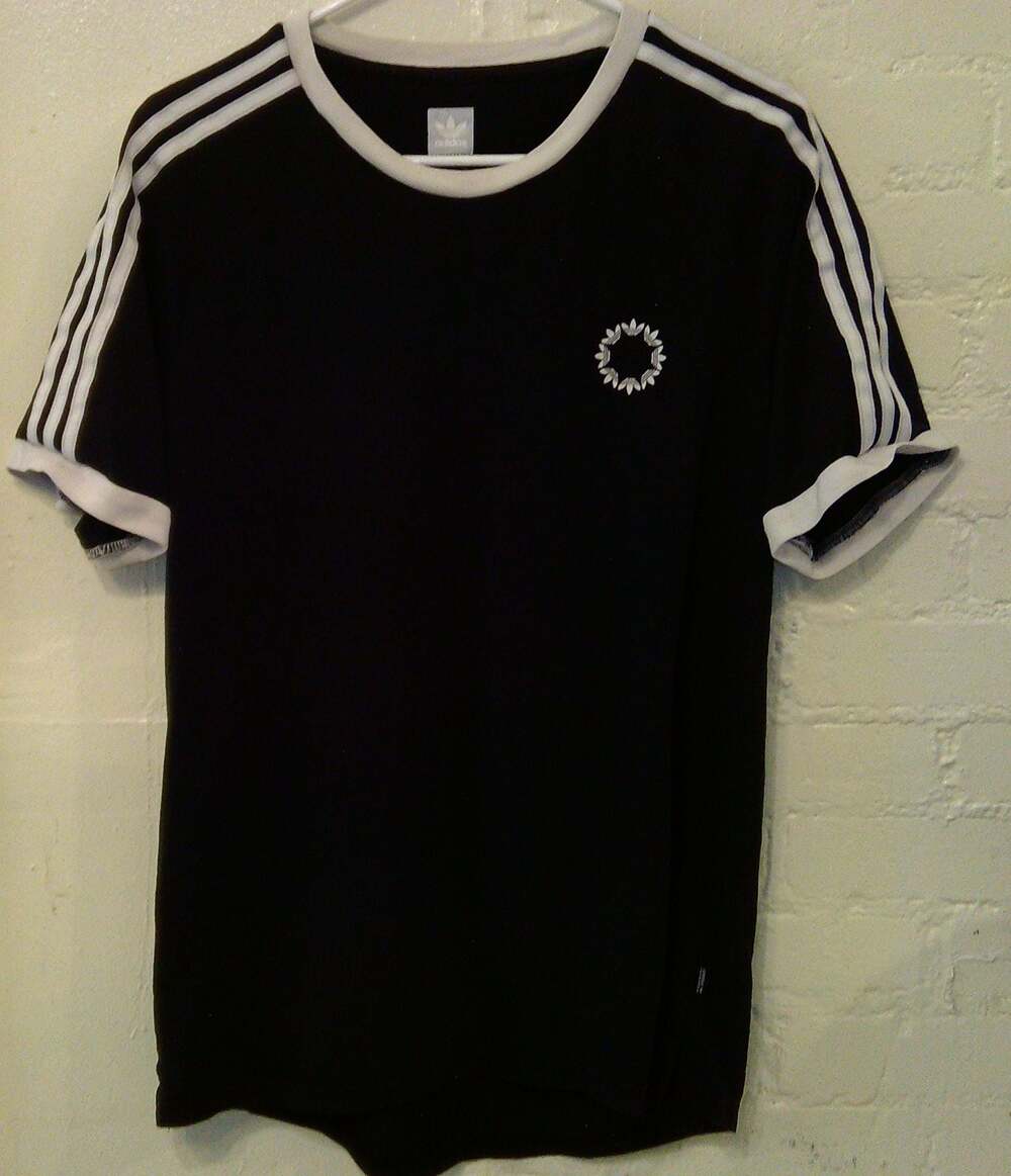 Adidas OG 3-Stripes Ringer T-Shirt Black White Circular Trefoil Logo Size M